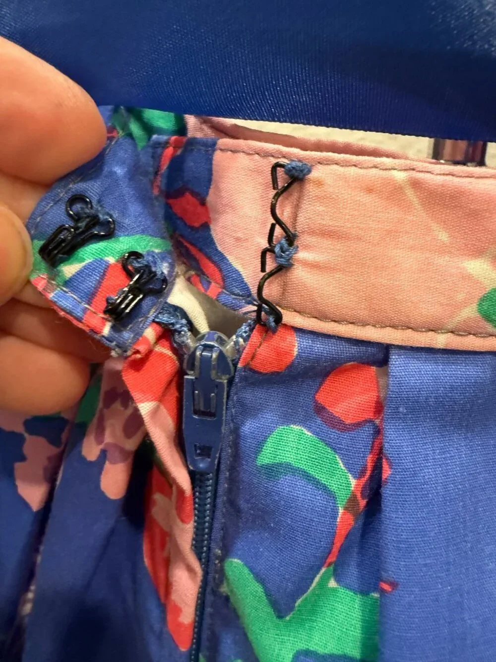 VTG 1970s Lilly Pulitzer THE LILLY Skirt Blue Purple Pink Floral Ribbon
